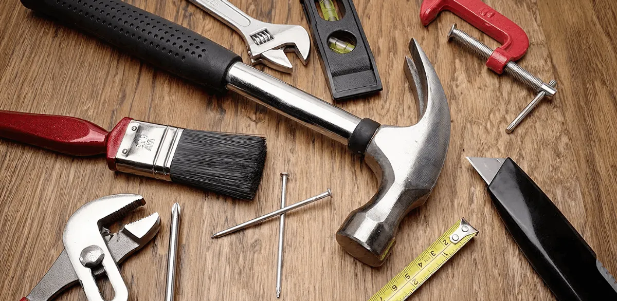 Handyman tools laid out for home repair and maintenance work in Fargo, ND